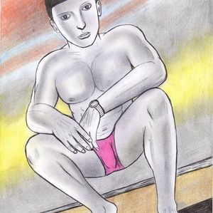 Home decor Art PRINT on paper "Man on the beach "